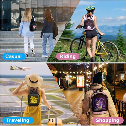 LED Backpack,LED Backpack with Programmable Full Color Display,Ideal gift for birthday/Christmas T6(black) in Saudi Arabia