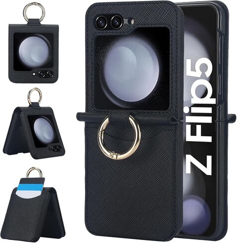 حافظة لهاتف سامسونج جالاكسي Z فليب 6، حافظة جلدية لهاتف جالاكسي Z فليب 6 مع حامل بطاقات RFID، حافظة هاتف واقية مضادة للصدمات للنساء والرجال لهاتف جالاكسي Z فليب 6 (أرجواني) in Kuwait