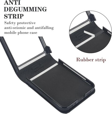 حافظة لهاتف سامسونج جالاكسي Z فليب 6، حافظة جلدية لهاتف جالاكسي Z فليب 6 مع حامل بطاقات RFID، حافظة هاتف واقية مضادة للصدمات للنساء والرجال لهاتف جالاكسي Z فليب 6 (أرجواني) in Kuwait