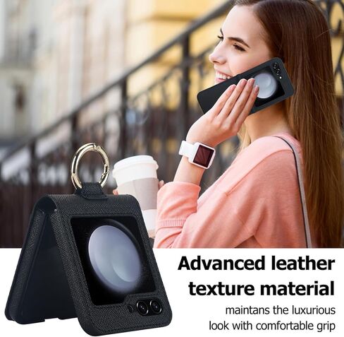 حافظة لهاتف سامسونج جالاكسي Z فليب 6، حافظة جلدية لهاتف جالاكسي Z فليب 6 مع حامل بطاقات RFID، حافظة هاتف واقية مضادة للصدمات للنساء والرجال لهاتف جالاكسي Z فليب 6 (أرجواني) in Kuwait