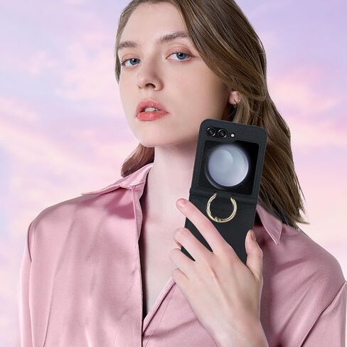 حافظة لهاتف سامسونج جالاكسي Z فليب 6، حافظة جلدية لهاتف جالاكسي Z فليب 6 مع حامل بطاقات RFID، حافظة هاتف واقية مضادة للصدمات للنساء والرجال لهاتف جالاكسي Z فليب 6 (أرجواني) in Kuwait