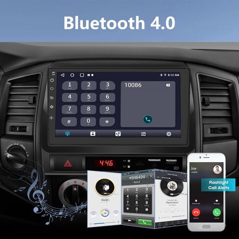 راديو السيارة لتويوتا تاكوما 2005-2015 المدمج في Carplay Android Auto، 9 بوصة Android 12 وحدة رأس ستيريو للسيارة 2G RAM 32GROM مع DSP WiFi GPS Navigation Bluetooth عجلة القيادة كاميرا خلفية مجانية in Saudi Arabia