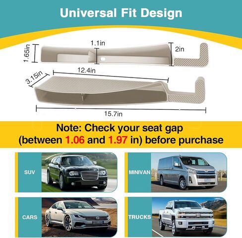 Car Seat Gap Filler Organizer, 2 Pack Car Front Seat Organizer Universal Fit Car SUV Truck, Auto Console Side Storage Box for Holding Phone, Glasses, Car Interior Accessories for Women Men in Saudi Arabia