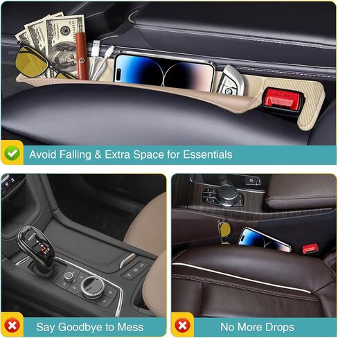 Car Seat Gap Filler Organizer, 2 Pack Car Front Seat Organizer Universal Fit Car SUV Truck, Auto Console Side Storage Box for Holding Phone, Glasses, Car Interior Accessories for Women Men in Saudi Arabia