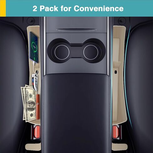 Car Seat Gap Filler Organizer, 2 Pack Car Front Seat Organizer Universal Fit Car SUV Truck, Auto Console Side Storage Box for Holding Phone, Glasses, Car Interior Accessories for Women Men in Saudi Arabia