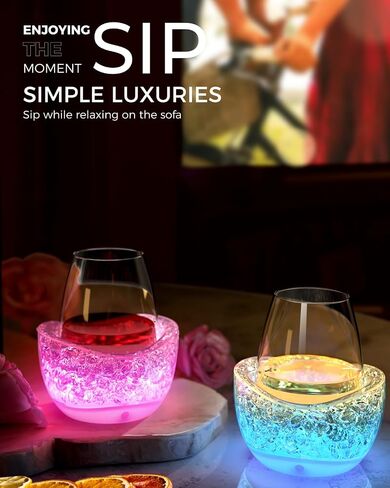 Wine Chiller for Glass Stemless Wine Glass Chiller Keeps Your Glasses of Vino Cold 10 Color Light Modes Separable Wine Essentials Accessories (ORANGE) in Saudi Arabia