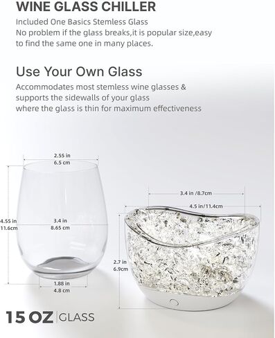 Wine Chiller for Glass Stemless Wine Glass Chiller Keeps Your Glasses of Vino Cold 10 Color Light Modes Separable Wine Essentials Accessories (ORANGE) in Saudi Arabia