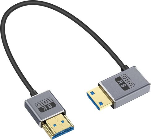 Duttek 8K HDMI to Mini HDMI Cable, 48Gbps Mini HDMI 2.1 Cord, Ultra Thin Left Angle Mini HDMI to HDMI Male Cable, Support High Speed 8K@60Hz, 4K@240Hz for Camera, Camcorder 4FT/1.2M in Kuwait