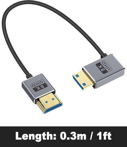 Duttek 8K HDMI to Mini HDMI Cable, 48Gbps Mini HDMI 2.1 Cord, Ultra Thin Left Angle Mini HDMI to HDMI Male Cable, Support High Speed 8K@60Hz, 4K@240Hz for Camera, Camcorder 4FT/1.2M in Kuwait