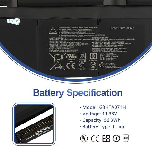 ANTIEE G3HTA071H G3HTA072H Laptop Battery Replacement for Microsoft Surface Laptop Studio 1964 1943 14.4" 14.4inch Series CJ1-00001 CJ1-00002 I8I-00001 I8I-00002(11.38V 4948mAh/56.3Wh) in Kuwait