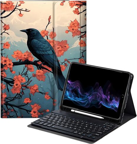 حافظة لوحة مفاتيح على شكل زهرة البقرة لجهاز iPad الجيل العاشر مقاس 10.9 بوصة 2022، غطاء حماية رفيع مع لوحة مفاتيح بلوتوث لاسلكية قابلة للفصل in Saudi Arabia