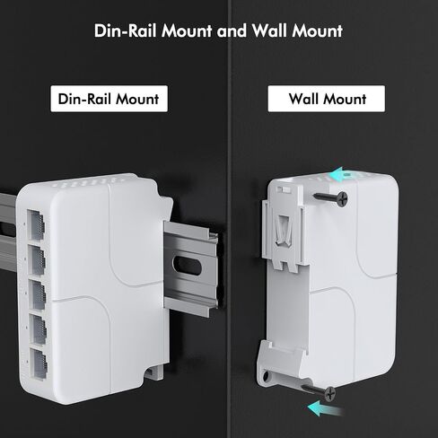 YuanLey 5 Port PoE Extender Gigabit مع 4 PoE Out، IEEE 802.3af/at/bt Mini 5 Channel PoE Repeater 1000Mbps، غلاف معدني، حماية من البرق 6KV، سطح المكتب، مفتاح POE للعبور، التوصيل والتشغيل in Saudi Arabia
