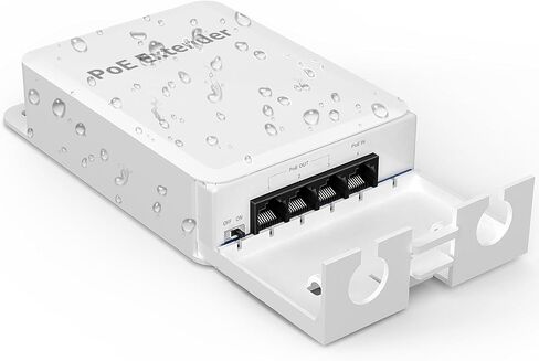 YuanLey 5 Port PoE Extender Gigabit with 4 PoE Out, IEEE 802.3af/at/bt Mini 5 Channel PoE Repeater 1000Mbps, Metal Casing, 6KV Lightning Protection,Desktop, Passthrough POE Switch, Plug and Play in Kuwait