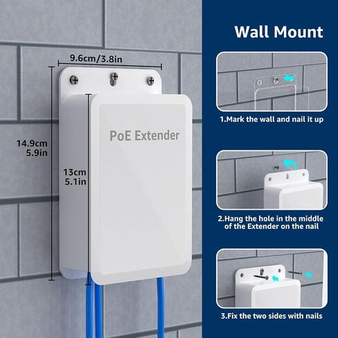 YuanLey 5 Port PoE Extender Gigabit with 4 PoE Out, IEEE 802.3af/at/bt Mini 5 Channel PoE Repeater 1000Mbps, Metal Casing, 6KV Lightning Protection,Desktop, Passthrough POE Switch, Plug and Play in Kuwait