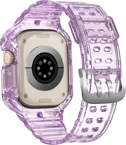 Clear Case with Band Compatible with Apple Watch Ultra 2/Apple Watch Ultra 49mm TPU Rugged Bumper Case for Shockproof Waterproof Transparent Watchband for Apple Watch Ultra 2/Ultra 49mm in Saudi Arabia