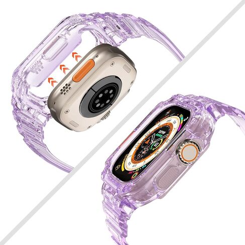 Clear Case with Band Compatible with Apple Watch Ultra 2/Apple Watch Ultra 49mm TPU Rugged Bumper Case for Shockproof Waterproof Transparent Watchband for Apple Watch Ultra 2/Ultra 49mm in Saudi Arabia
