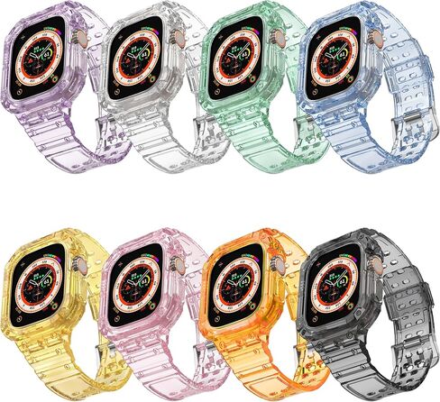 Clear Case with Band Compatible with Apple Watch Ultra 2/Apple Watch Ultra 49mm TPU Rugged Bumper Case for Shockproof Waterproof Transparent Watchband for Apple Watch Ultra 2/Ultra 49mm in Saudi Arabia