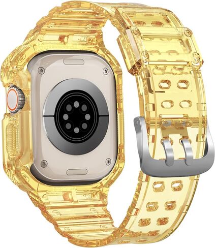 Clear Case with Band Compatible with Apple Watch Ultra 2/Apple Watch Ultra 49mm TPU Rugged Bumper Case for Shockproof Waterproof Transparent Watchband for Apple Watch Ultra 2/Ultra 49mm in Saudi Arabia