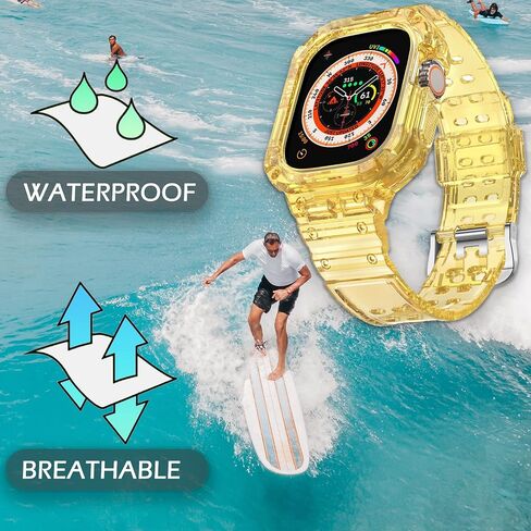 Clear Case with Band Compatible with Apple Watch Ultra 2/Apple Watch Ultra 49mm TPU Rugged Bumper Case for Shockproof Waterproof Transparent Watchband for Apple Watch Ultra 2/Ultra 49mm in Saudi Arabia