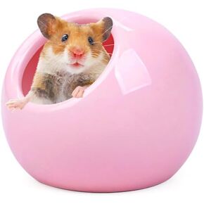 عش الهامستر السيراميكي، عش الهامستر المريح، منازل الهامستر، شينشيلا، تبريد الحيوانات الأليفة، مخبأ الفئران السيراميكي، عش تبريد الحيوانات الأليفة الصغيرة، سيراميك لجميع المواسم (وردي) in Kuwait