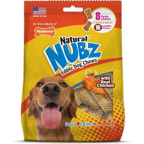 Nylabone Nubz Natural Edible Chew Treats for Dogs, Long Lasting Chews Made in USA, Peanut Butter Flavor, Large - Up to 50 lbs. (18 Count)