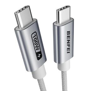 BENFEI USB C Fast Charging Cable(100W 6.6ft), Tangle-Free Silicone USB C Cable, Woven Design Aluminum Shell, for iPhone 15/15Pro/15Plus/15ProMax MacBook Pro/iPad Pro/Air 4,Samsung Galaxy S23+/S23