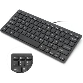 USB Wired Keyboard,78 Keys Mini Desktop Keyboard,Portable Ultra Thin Computer Keyboard,Low Noise Waterproof Mechanical Keyboard,Comfortable to Touch,for Computer Desktop PC Laptop(Black)
