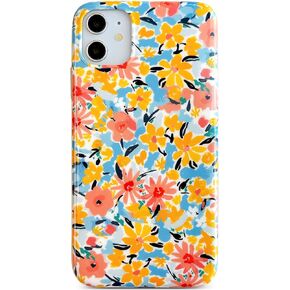Qokey Compatible for iPhone 11 Case,Cute Flower Case for Girls Women Shell Pattern Sparkle Crystal Translucent Soft Fit TPU Phone Cover for iPhone 11 6.1", Clear Pink Floral