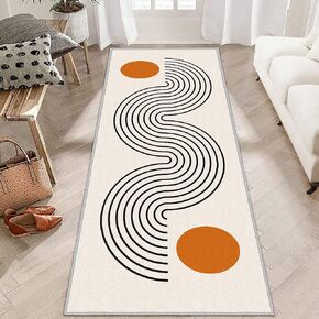 Mid Century Modern Rug 2x3 Washable Rug Boho Small Non Slip Thin Low Pile Throw Rugs Entryway Doormat Contemporary Rainbow Sun Indoor Entrance Rug Carpet for Kitchen Bathroom Bedroom Living Room