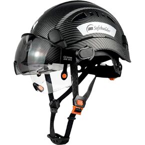 Industrial Safety Helmet with Build-in Visor ABS Hard Hat with Visor Adjustable Ventilation Hardhats Construction Head Protection ANSI Z89.1