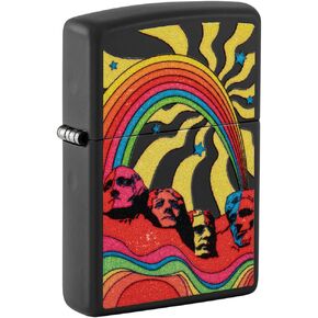 Zippo Hippie Mt Rushmore Design Black Matte Pocket Lighter