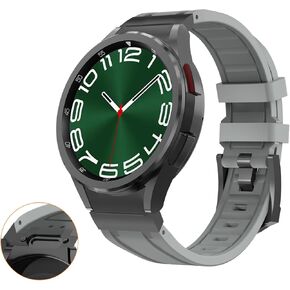 Luxury Style No Gap Silicone Band Compatible with Samsung Galaxy Watch 7/6/5/4 44mm 40mm, Classic 47mm 43mm 46mm 42mm, 5 Pro 45mm One Click Attachment Replacement Wristband