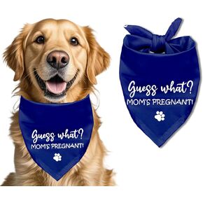 Guess What? My Mom is Pregnant Dog Bandana, Pet Scarf, Pet Accessories Printed Bibs, Square Adjustable Girl Boy Dogs Bandana Blue