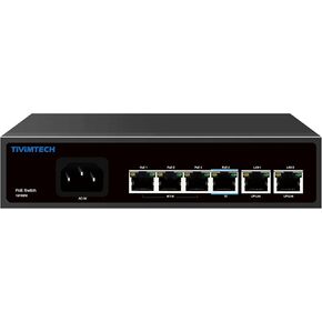 4 Port AI PoE Switch with 2 Uplink Network Switch Ethernet Switch PoE++ Port 802.3af/at/bt 250M Compliant Durable Metal with 65W High Power Unmanaged Plug and Play