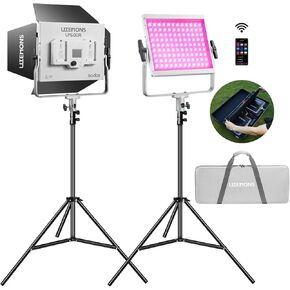 Godox LP600R RGB LED Video Light, Godox Litemons LED Panel Light Kit with Light Stand + Carrying Bag, APP Control, 60W Photography Studio Lighting, 1800K -10000K, 14 FX Modes/360° Rotatable (2PCS)