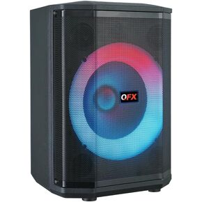 QFX E-B8 8" Bluetooth Rechargeable Speaker with LED Circle and Party Lights