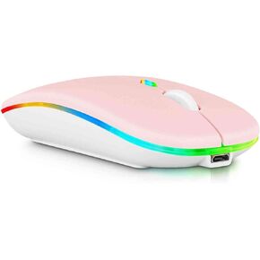 UrbanX Bluetooth Rechargeable Wireless Mouse for HP Stream 11 Pro G5 Laptop, RGB LED Baby Pink, Unisex