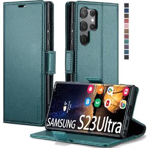 Samsung Galaxy S23 Ultra Wallet Case with [RFID Blocking] Card Holder Kickstand Magnetic,Leather Flip Case Wallet for Samsung Galaxy S23 Ultra 6.8 Inch (Fashion Black)
