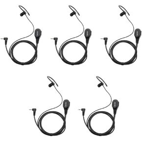 1 Pin 2.5MM Walkie Talkie Headset Earpiece with PTT Mic and Soft Silica Earloops Compatible with Motorola MD200TPR MH230R MR350R MS350R MT350R MG160A MH230TPR Radios (5 Pack)