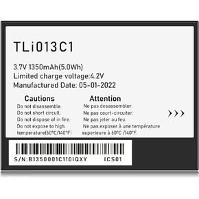 1350mAh Replacement Battery for One Touch Go Flip V 4051S TLi013C1 Battery 4044W, 4044T, 4044O, 4044V