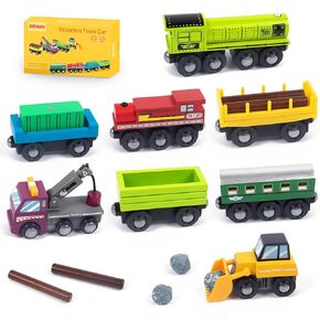Wooden Train Track Set 53pcs Wood Train Tracks Accessories Expansion Pack fits Melissa and Doug, fits Brio, fits Thomas, Montessori Toys, Christmas Birthday Gift for Boys Girls Toddler Kids