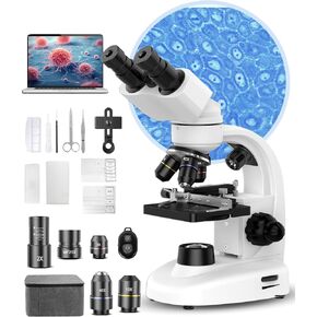 Compound Binocular Microscope,40X-2500X Magnification,Microscope for Adults Kids Students Suitable for Laboratory School Home Education,Professional Microscope with Slides Set