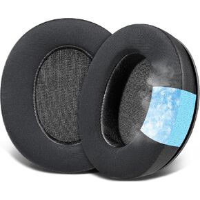 SOULWIT Cooling Gel Earpads Replacement for KRK KNS6400/KNS6402/KNS8400/KNS 8402 Headphones, Ear Pads Cushions with Durable Ice Silk Fabric, Comfort Noise Isolation Foam - Black
