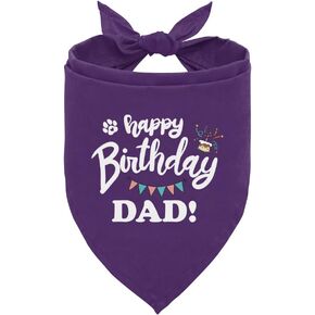 Happy Birthday Dad Dog Bandana, Dad's Gift Dog Bandana, Pet Scarf Accessories, Printed Dog Bandanas Gift for Dog Birthday Party, Dog Bandana Gift for Small Medium Dog (D65)