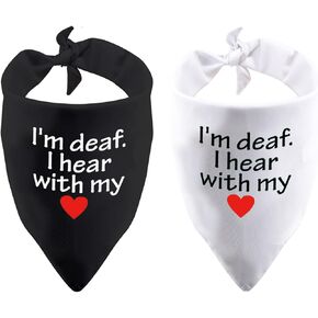 2 Pack I Am Deaf I Hear with My Heart Dog Bandana Bandana Handkerchief Scarf Tie On Special Needs Dog (Deaf Hear with My Heart)