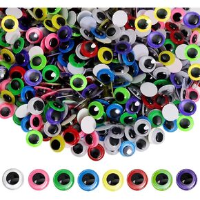 TOAOB 500pcs 10mm Googly Eyes Self Adhesive for Crafts Assorted Colors Wiggle Eyes Plastic Sticker Eyes for DIY Arts Home Decoration