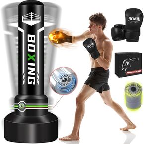 Upgrade Freestanding Punching Bag for Adults Teens Kids, 70'' Heavy Boxing Bag with Stand with Boxing Gloves, Kickboxing Bag for MMA Muay Thai Fitness Taekwondo Boxing Traning