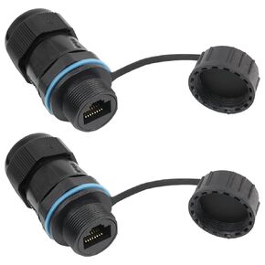 PENGLIN 2PCS Waterproof RJ45 Coupler,Outdoor Cat6/Cat5E/Cat5 Ethernet Connector Female to Female for LED CCTV Camera Network