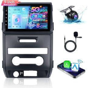 2G+32G Car Radio Stereo for 2009-2012 Ford F150 F-150,5G WiFi 48-EQ 8 Core Car Radio 9" IPS Touch Screen Radio with CarPlay Android Auto GPS FM/RDS SWC Mirror Link Backup Camera