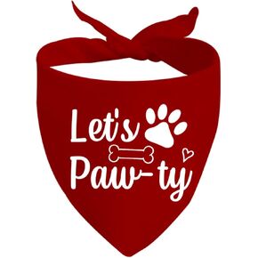 JXGZSO 1 Piece Dog Birthday Party Dog Scarf Let's Paw-ty Dog Bandana Animal Accessories Handkerchief (Let's Paw-ty Dog)